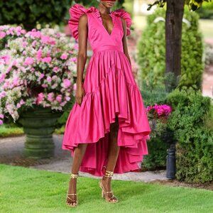 Making The Cut Sienna Li's Midi High-Low Dress Ruffle Sleeveless Designer Winner